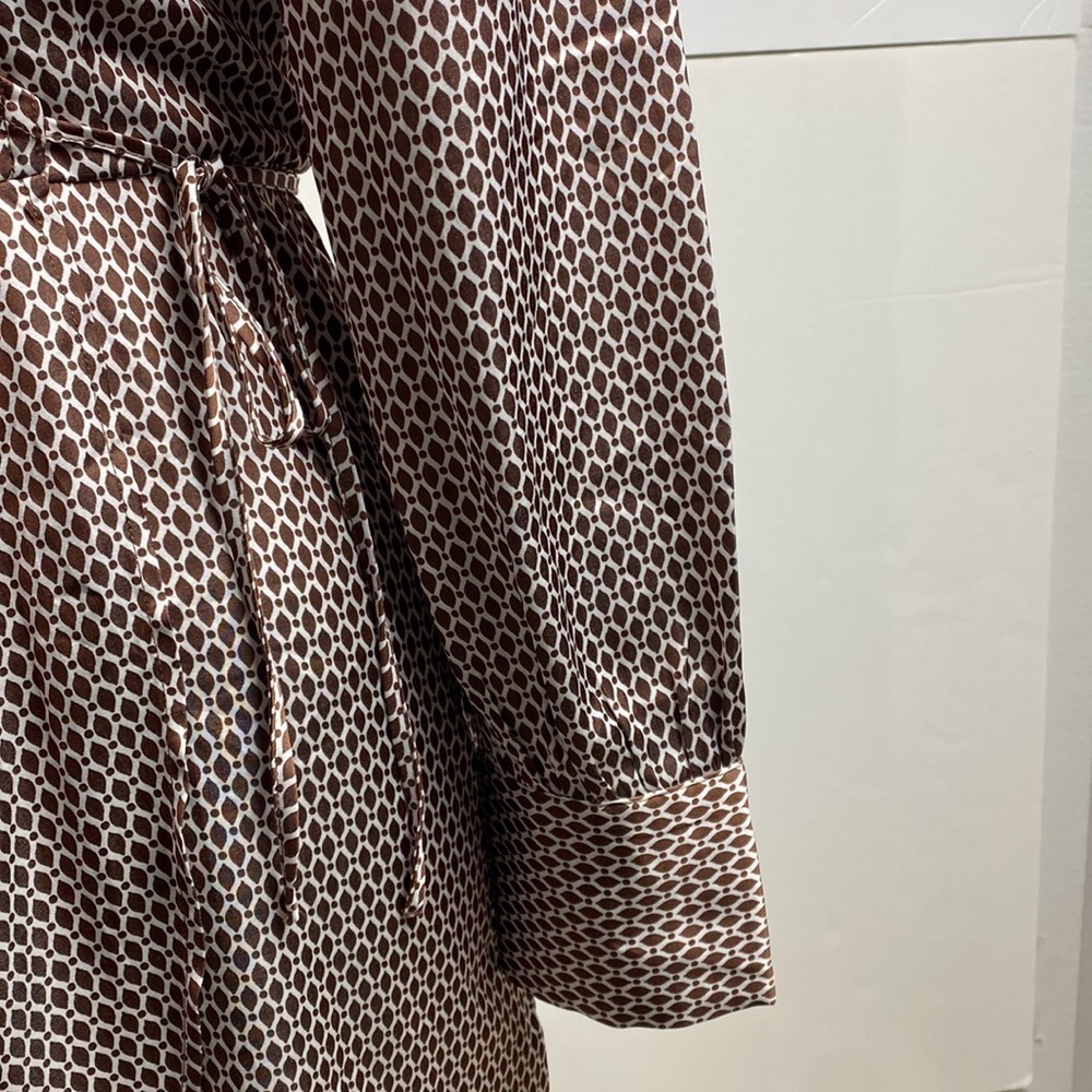 Abercrombie & Fitch Pleated Front Wrap Curve Front Long Sleeve Dress Sz Large P - Picture 8 of 17